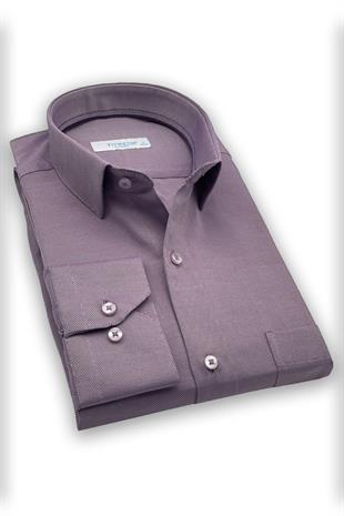 Klasik Uzun Kol Oxford Hediye Kutulu Kolay Ütülenebilir Erkek Gömlek FS-001254 - Mor