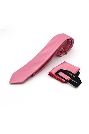Erkek Kravat Mendil Seti FS-001866 - Pembe
