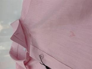 Slim Fit Uzun Kol %100 Keten Nefes Alabilen Kumaştan Hediye Kutulu Erkek Gömlek FS-004170 - Pembe