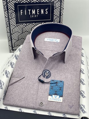 Klasik Kısa Kol Keten Cotton Hediye Kutulu Erkek Gömlek FS-003624 - Lila