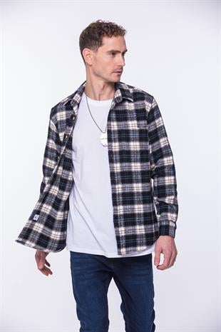 Oversize Yeni Sezon Gömlek Yaka Pamuklu Oduncu Hediye Kutulu Erkek Gömlek FS-002203 - Lacivert