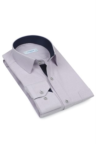 Klasik Uzun Kol Keten Cotton Hediye Kutulu Erkek Gömlek FS-001261 - Lila