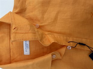 Slim Fit Uzun Kol %100 Keten Nefes Alabilen Kumaştan Hediye Kutulu Erkek Gömlek FS-004170 - Turuncu