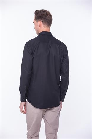 Klasik Uzun Kol Oxford Hediye Kutulu Kolay Ütülenebilir Erkek Gömlek FS-001254 - Siyah