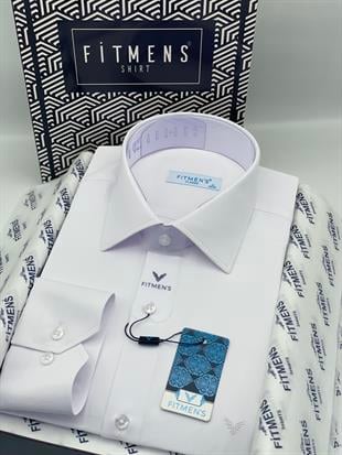 Klasik Uzun Kol Gold Saten Cepsiz Hediye Kutulu Erkek Gömlek FS-003308 - Beyaz