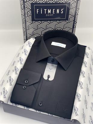 Klasik Uzun Kol Oxford Hediye Kutulu Kolay Ütülenebilir Erkek Gömlek FS-001254 - Siyah