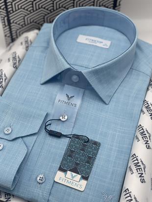 Klasik Uzun Kol Keten Yaka Alttan Düğmeli Hediye Kutulu Erkek Gömlek FS-003686 - Turkuaz