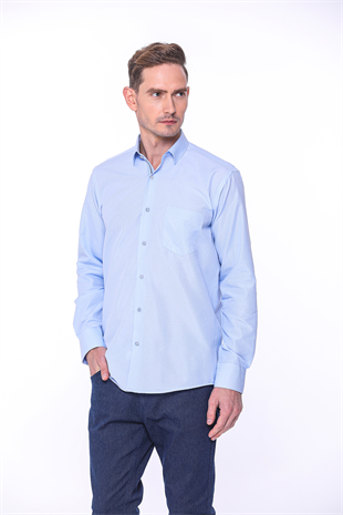 Klasik Uzun Kol Oxford Hediye Kutulu Kolay Ütülenebilir Erkek Gömlek FS-001254 - Açık Mavi