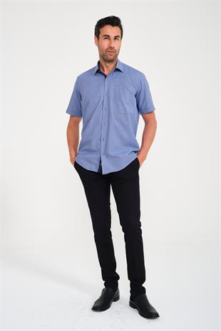Klasik Kısa Kol Filafil Pötikareli Swift Hediye Kutulu Erkek Gömlek FS-001220 - Lacivert