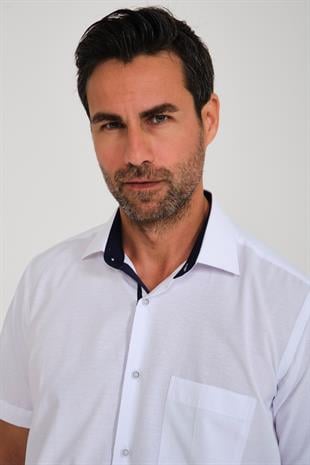 Klasik Kısa Kol Neon Nokta Armür Hediye Kutulu Erkek Gömlek FS-001216 - Beyaz