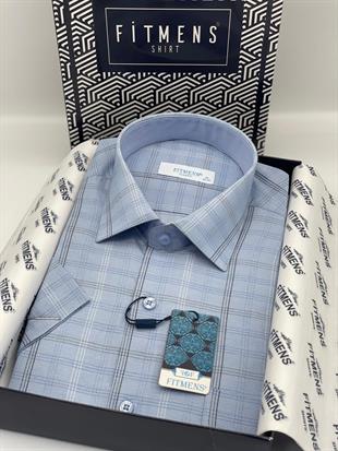 Klasik Kısa Kol Keten Hediye Kutulu Erkek Gömlek FS-003574 - Açık Mavi