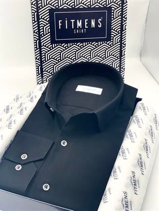 Klasik Uzun Kol Linen Keten Erkek Cepsiz Hediye Kutulu Gömlek FS-003044 - Siyah