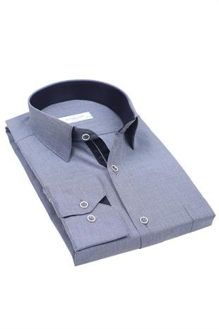 Klasik Uzun Kol Filafil Pitikareli Swift Hediye Kutulu Erkek Gömlek FS-001263 - İndigo