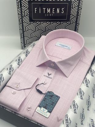 Klasik Uzun Kol Keten Yaka Alttan Düğmeli Hediye Kutulu Erkek Gömlek FS-003686 - Pembe