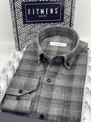 Klasik Uzun Kol Kışlık %100 Cotton Yaka Düğmeli Hediye Kutulu Erkek Gömlek FS-003135 - Siyah