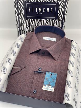 Klasik Kısa Kol Keten Hediye Kutulu Erkek Gömlek FS-003575 - Bordo