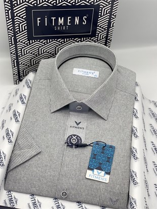 Klasik Kısa Kol Keten Cotton Nefes Alan Kumaş Hediye Kutulu Erkek Gömlek FS-004573 - Koyu Gri