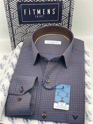 Klasik Uzun Kol Kareli Hediye Kutulu Erkek Gömlek FS-004329 - Kahverengi