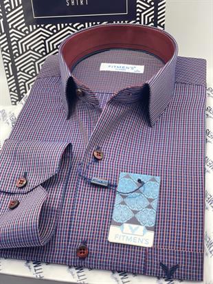 Klasik Uzun Kol Kareli Hediye Kutulu Erkek Gömlek FS-004329 - Bordo