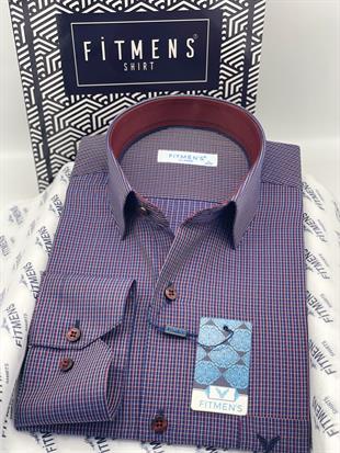 Klasik Uzun Kol Kareli Hediye Kutulu Erkek Gömlek FS-004329 - Bordo