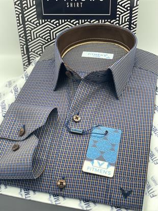 Klasik Uzun Kol Kareli Hediye Kutulu Erkek Gömlek FS-004329 - Kahverengi