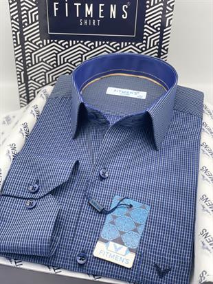 Klasik Uzun Kol Kareli Hediye Kutulu Erkek Gömlek FS-004329 - Saks Mavi