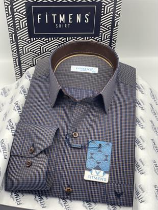 Klasik Uzun Kol Kareli Hediye Kutulu Erkek Gömlek FS-004329 - Kahverengi