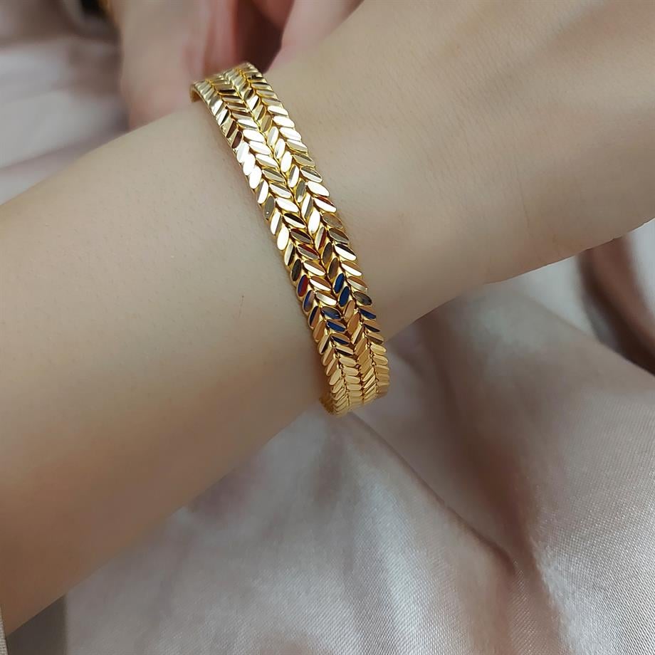 40.00 GR EL ÖRGÜSÜ BAŞAK MOTİFLİ ALTIN BİLEZİK