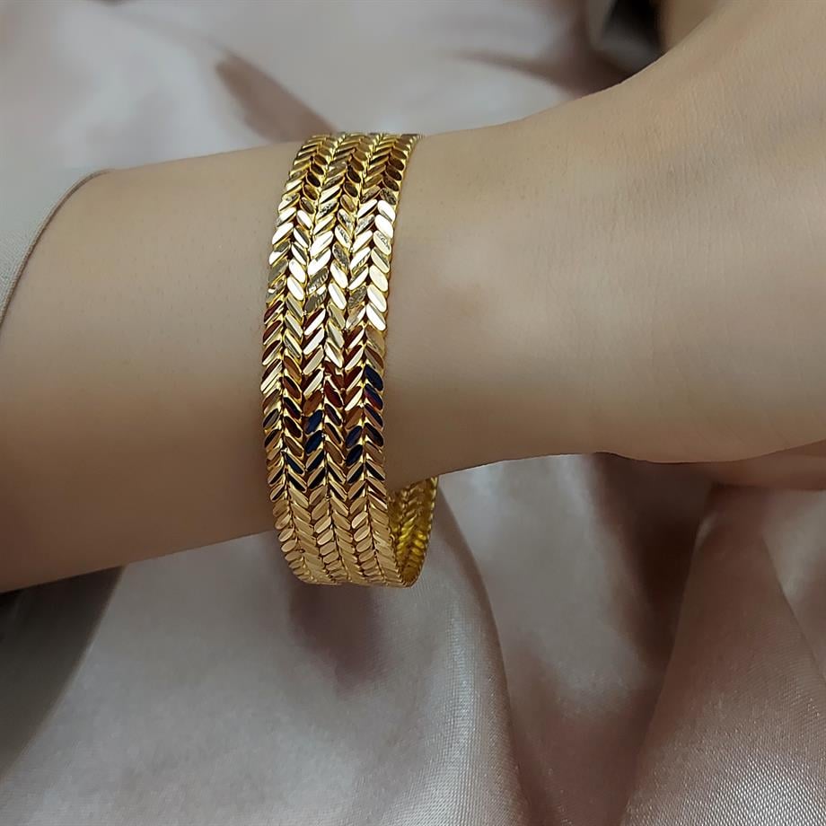 60.00 GR  EL ÖRGÜSÜ BAŞAK MOTİFLİ ALTIN BİLEZİK