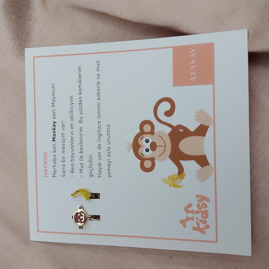 MAYMUN & MUZ FİGÜRLÜ ÇOCUK  ALTIN KÜPE