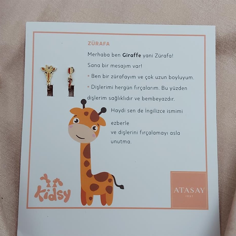 ZÜRAFA FİGÜR ÇOCUK ALTIN KÜPE