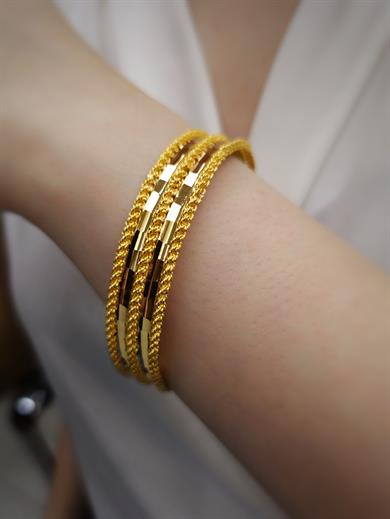 35.00 GR ÇİFT SIRA BURMA IŞILTILI PRİZMA MODEL ALTIN BİLEZİK