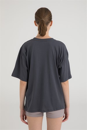 Oversize Kısa Kollu T-shirt Füme