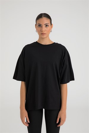 Oversize Kısa Kollu T-shirt Siyah