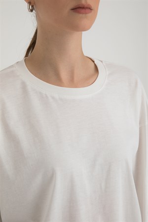 Oversize Uzun Kollu T-shirt Ekru