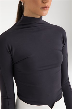 Soft Touch Dikişsiz Uzun Bluz Füme