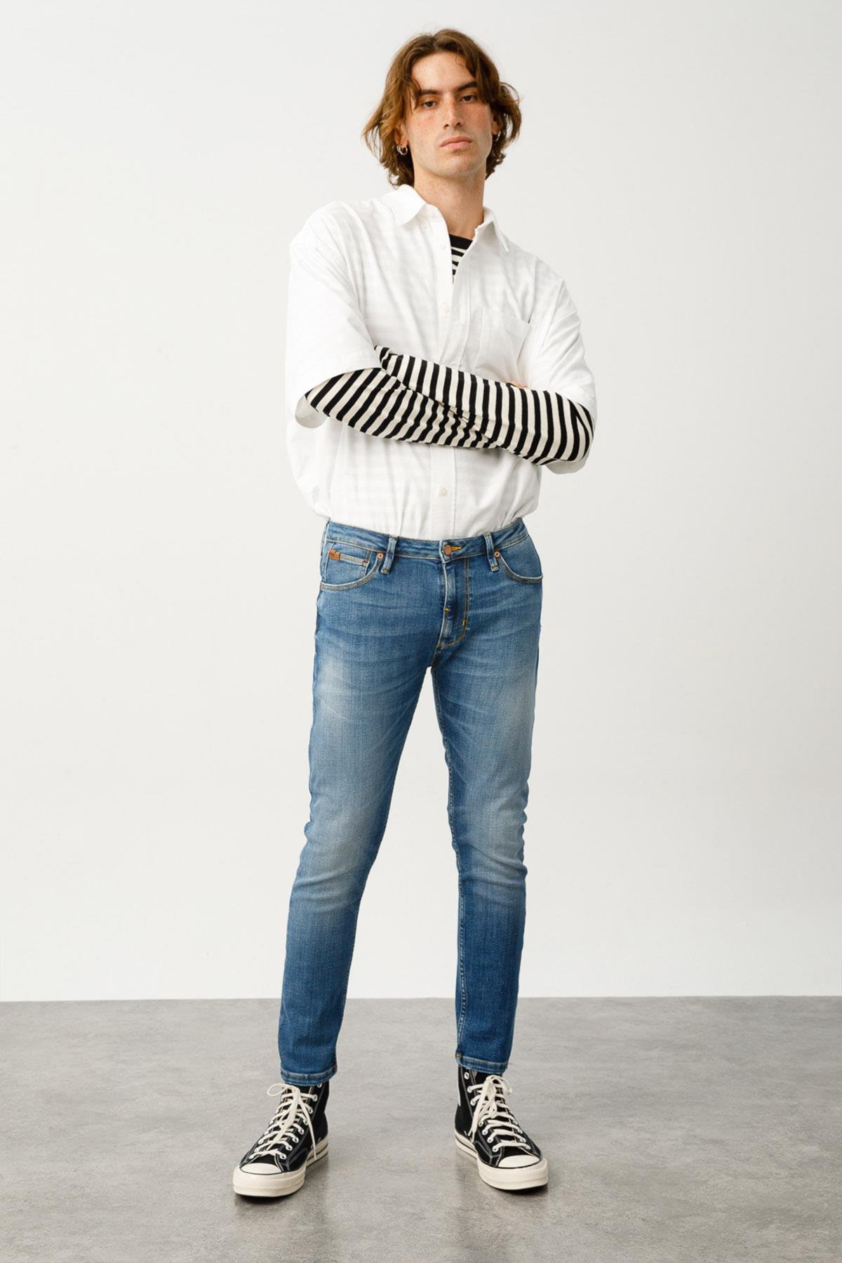 ALBERT MID Skinny Fit Normal Bel Koyu Indigo Erkek Jean Pantolon