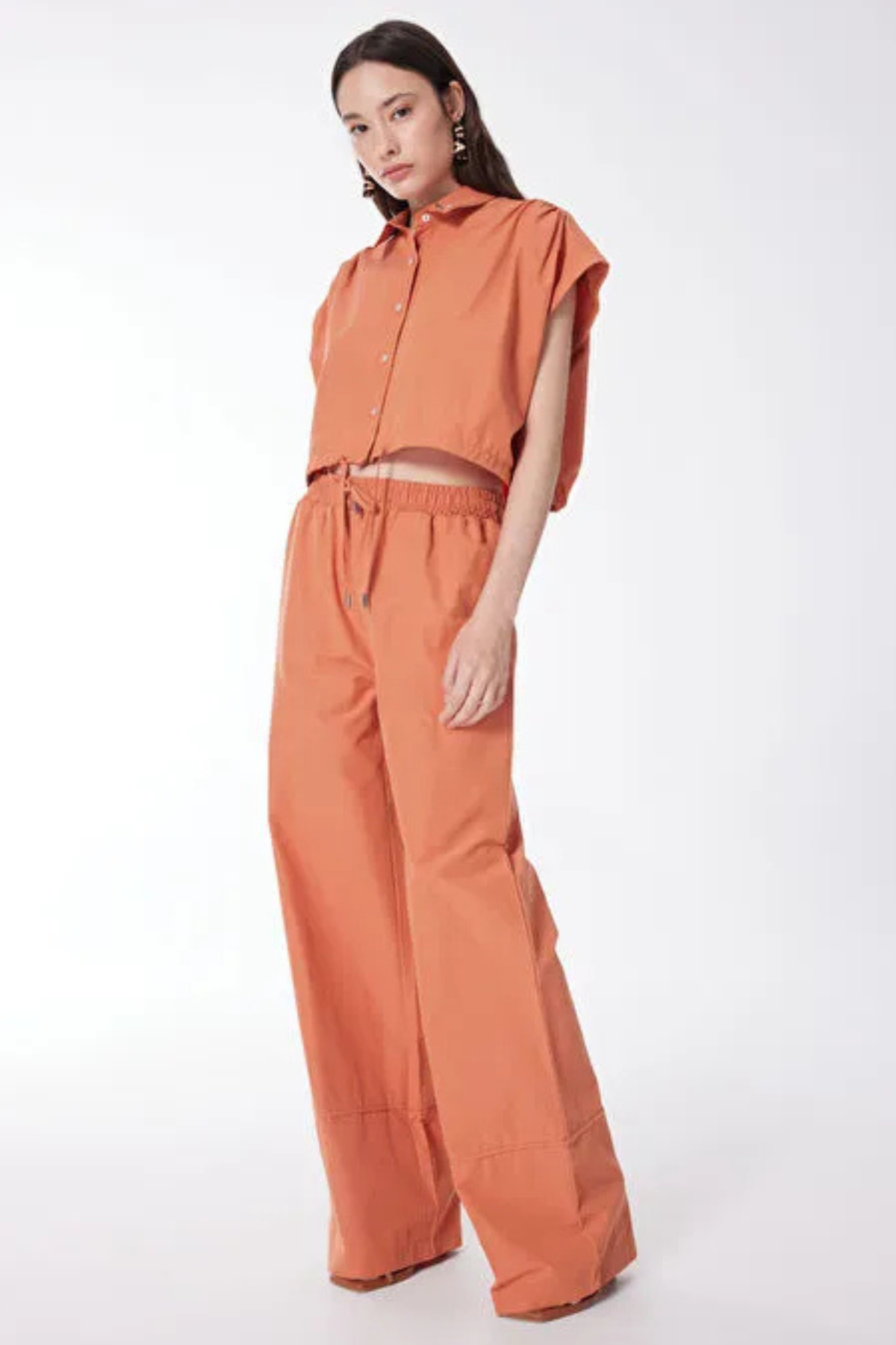 Rahat Fit Kiremit Kumaş Kadın Pantolon