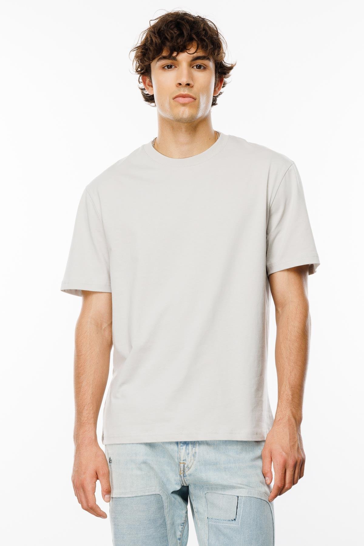 Rahat / Relaxed Fit Basic Açık Gri Erkek T-Shirt