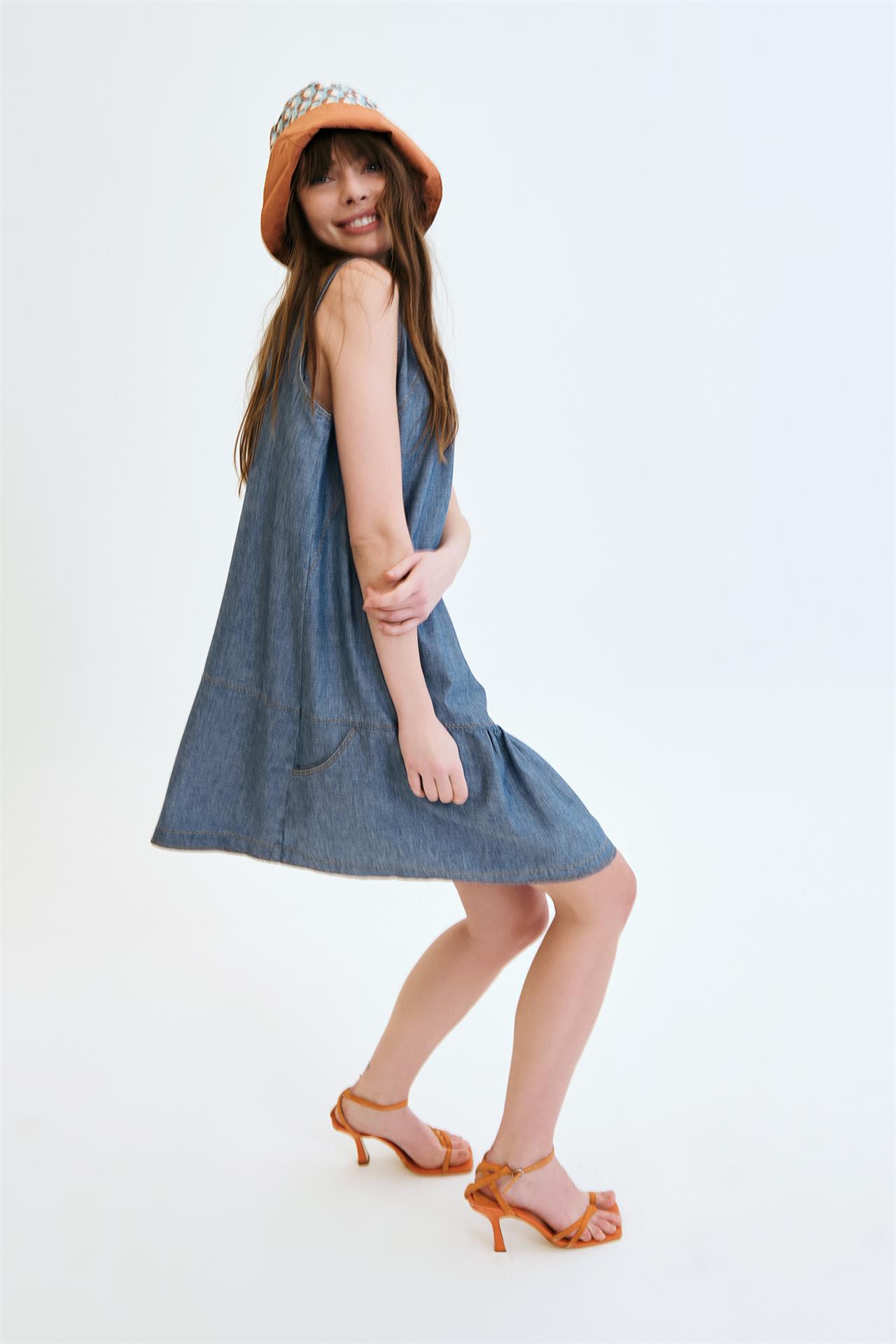 Rahat/Relaxed Fit Açık Indigo Kadın Elbise