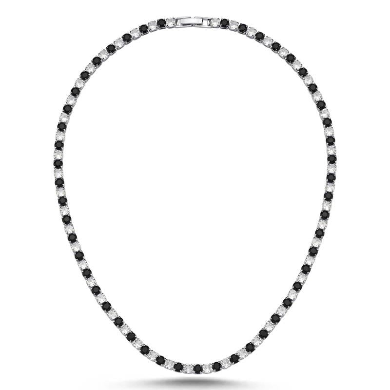 4mm Siyah-Beyaz Su Yolu Kolye