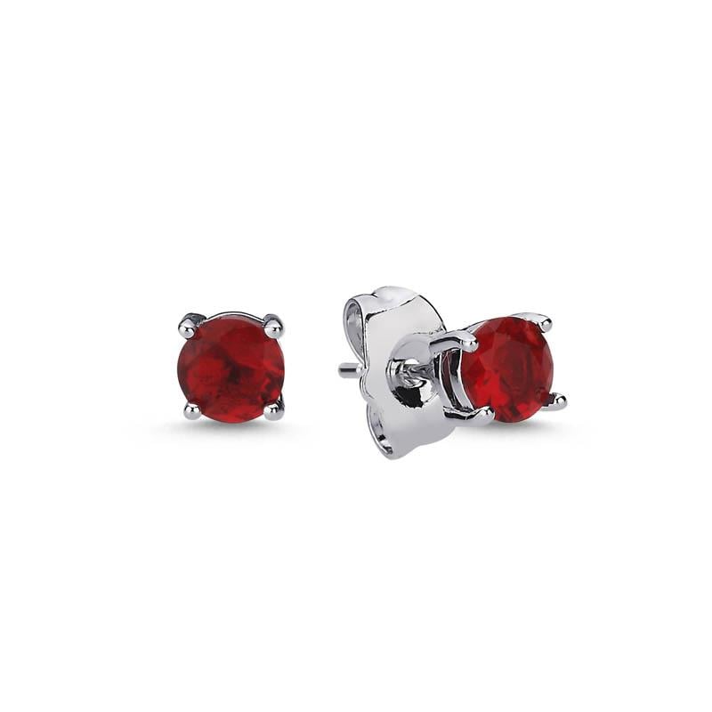 5mm Kırmızı Tek Taş Küpe