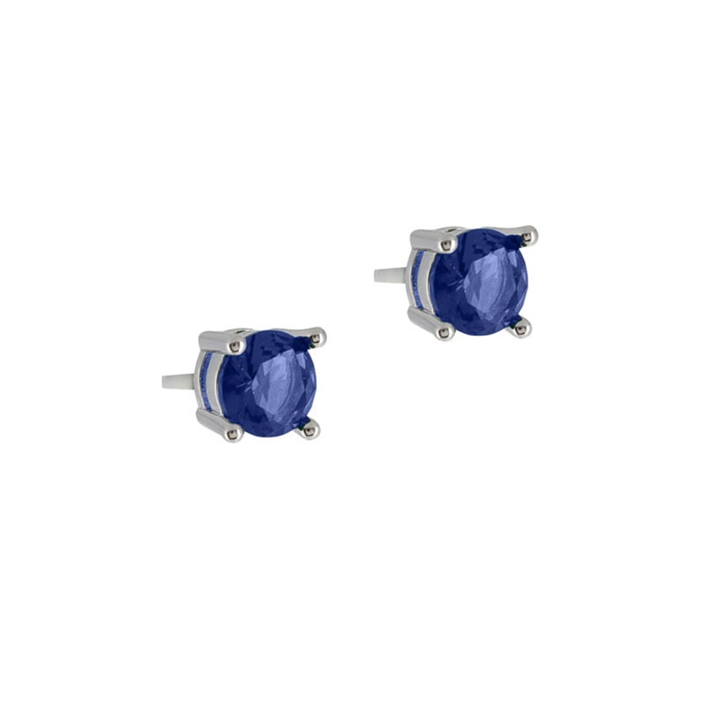 5mm Lacivert Tek Taş Küpe