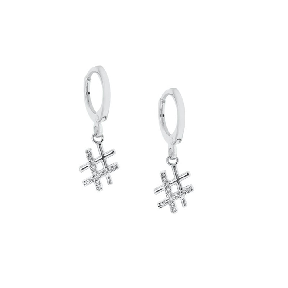 Hashtag Rhodium Küpe