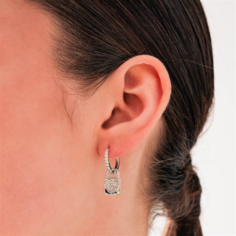 Heartlock Rhodium Küpe