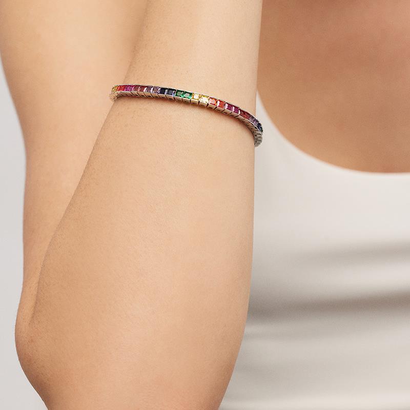 Rainbow Kare Taşlı Bileklik