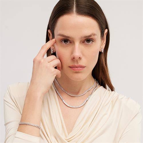 5mm Kare Taşlı Su Yolu Kolye