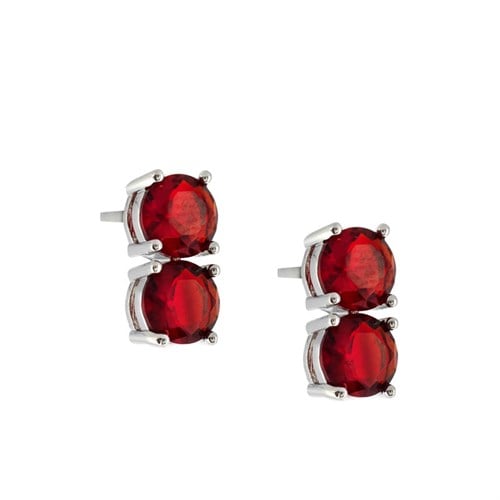 6mm Kırmızı Çift Taşlı Küpe