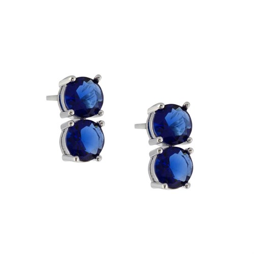 6mm Lacivert Çift Taşlı Küpe