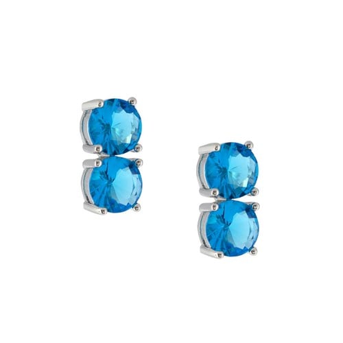 6mm Turkuaz Çift Taşlı Küpe